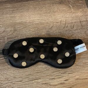 Tru Beauty Shop NWOT Black Sleep Mask with Gold Rhinestone Floral Accents